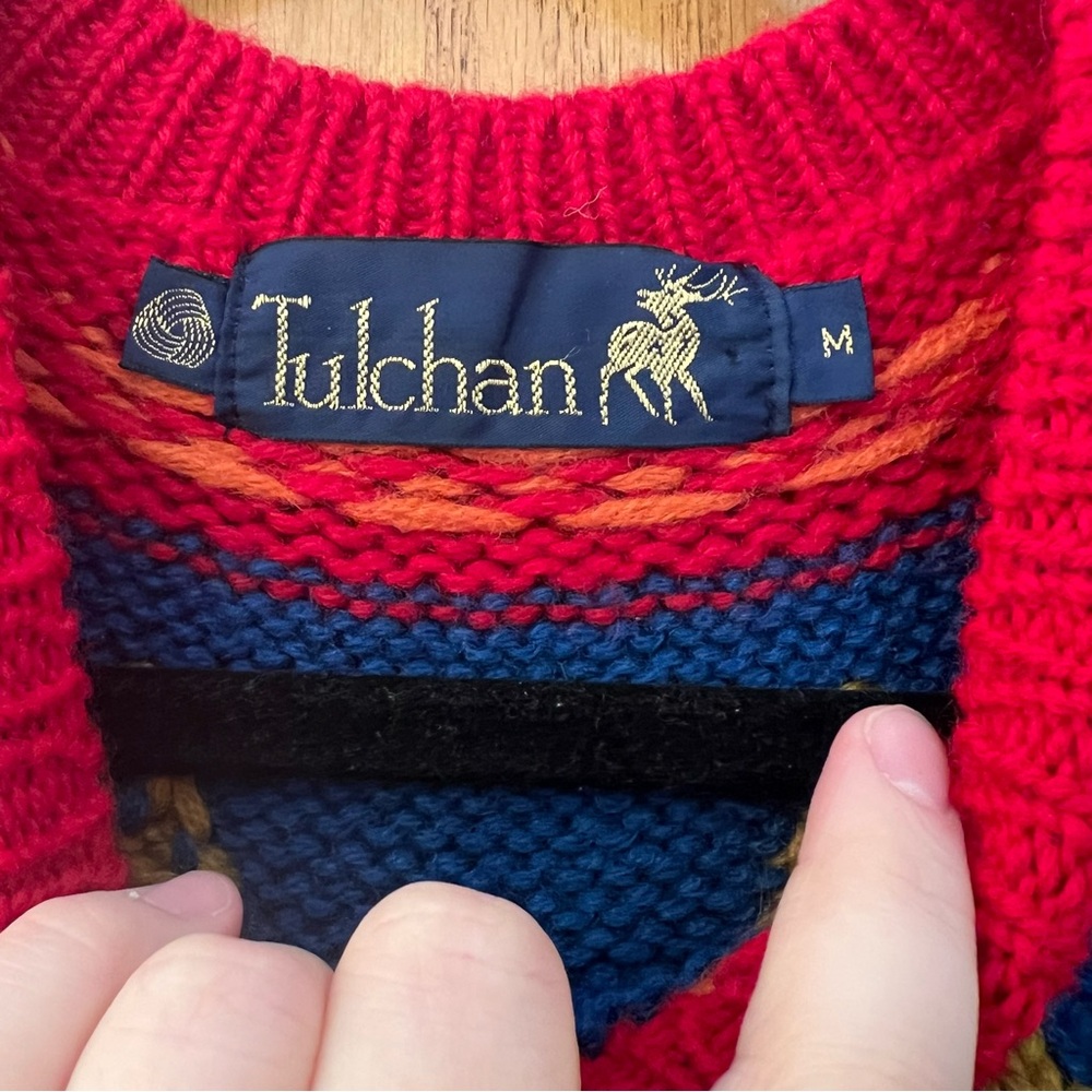 Red Patterned Women's Sweater - Picture 3 of 5